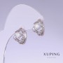Cercei Xuping cu zirconii albe, lungime 15 mm, grosime 10 mm, rodiu