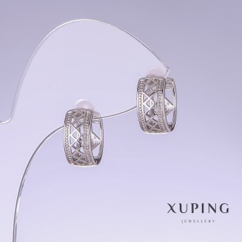 Cercei Xuping, lungime 13 mm, grosime 7 mm rodiu