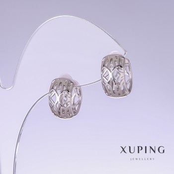 Cercei Xuping, lungime 14 mm, grosime 8 mm rodiu
