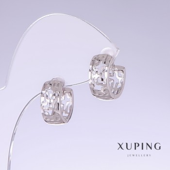 Cercei Xuping, lungime 14 mm, grosime 6,5 mm rodiu