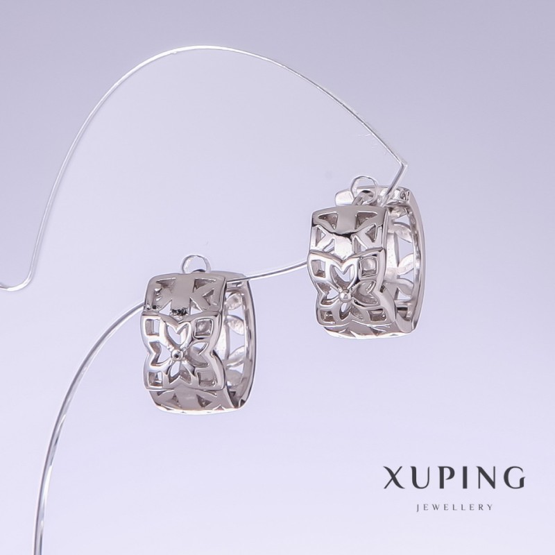 Cercei Xuping, lungime 15 mm, grosime 8 mm rodiu