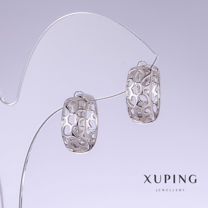 Cercei Xuping, lungime 16 mm, grosime 7 mm, rodiu