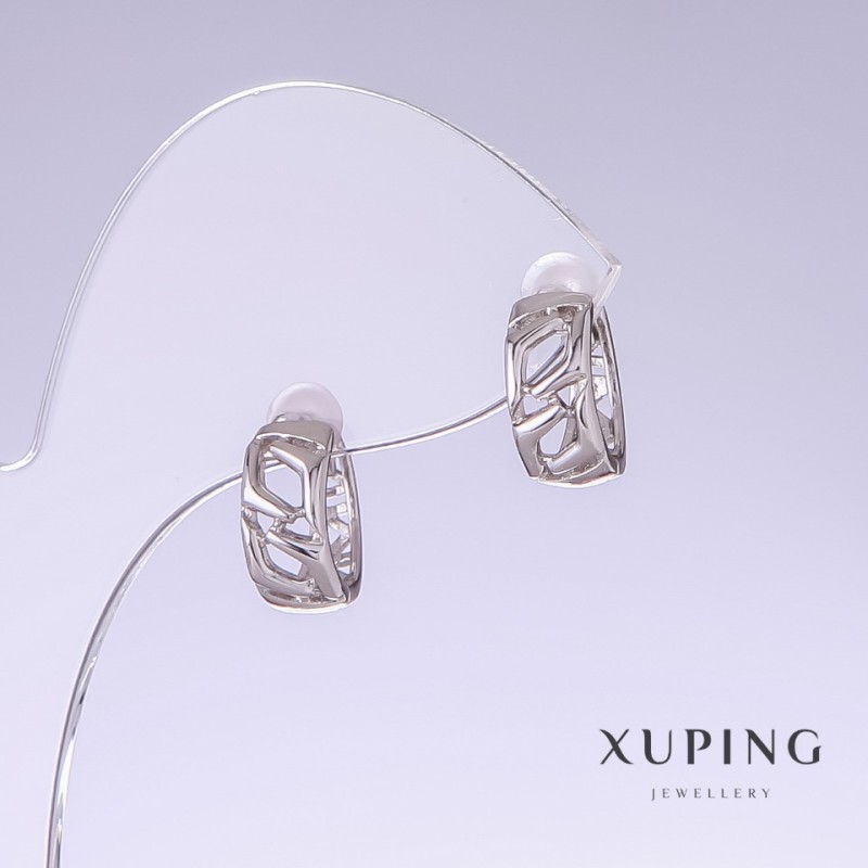 Cercei Xuping, lungime de 12 mm, grosime de 5 mm rodiu