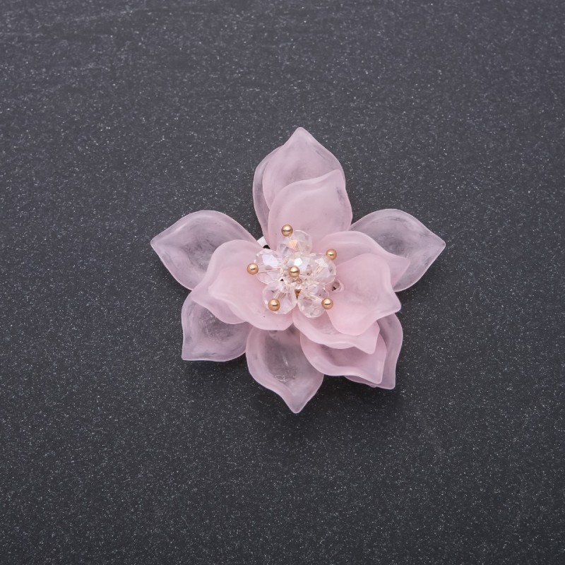 Patch broderie Floarea de lotus roz acrilic, diametrul 40 mm