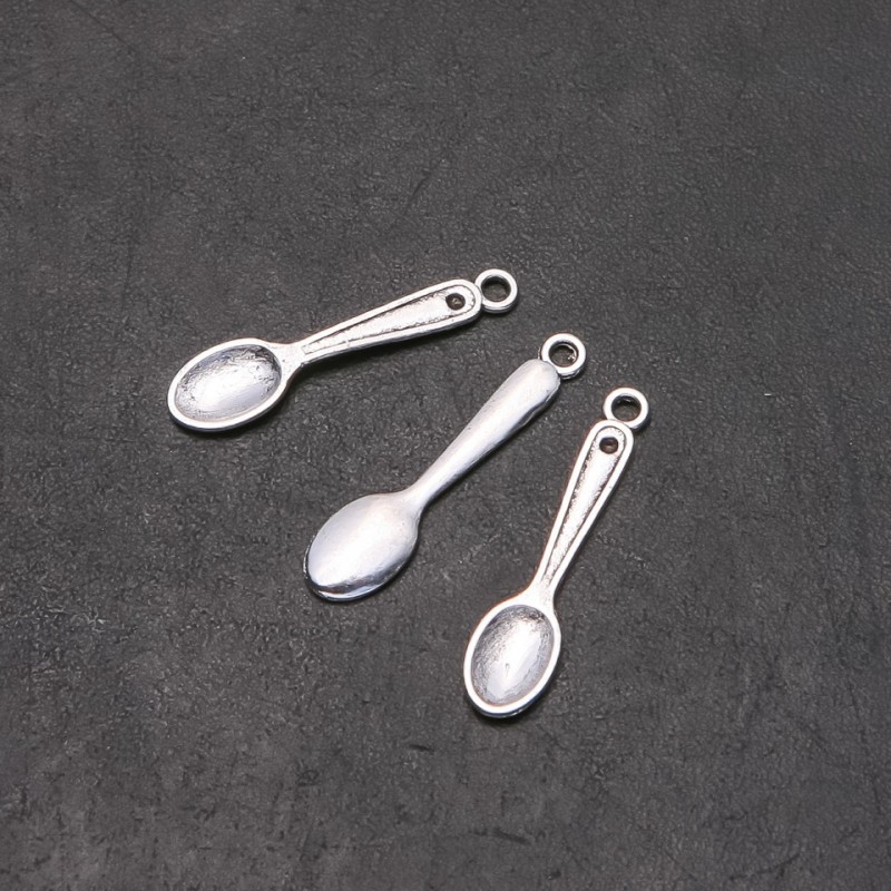 Furnitură pentru pandantiv Lingură, diametru 6 mm, lungime 2,5 cm, diametru 1,75 mm, ambalare 20 g, 34 buc. (+ -)
