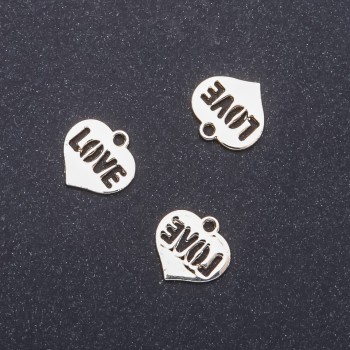 Furnitură pentru pandantiv Inimă „auriu deschis”, diametrul 16 mm, lungimea 15 mm, ambalaj 12 buc. (+ -)