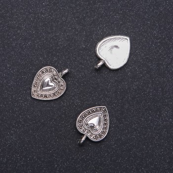 Furnitură pentru pandantiv Inimă, diametrul 13 mm, lungimea 18 mm, ambalaj 15 buc. (+ -)