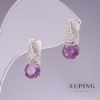 Cercei Xuping cu zirconii mov 17x7 mm placate cu rodiu