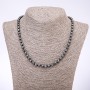 Colier din hematit cu mărgele facetate, diametrul 6 mm, lungime 45 mm