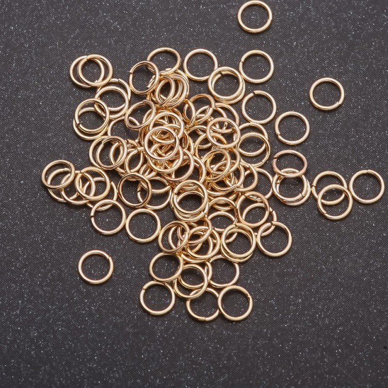Inel de conectare subțire, diametru 4 mm, culoare metalică: aur deschis, ambalare 2 g