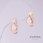 Cercei Xuping cu zirconii albe, diametrul 8 mm, lungimea 16 mm, placare cu aur 18K