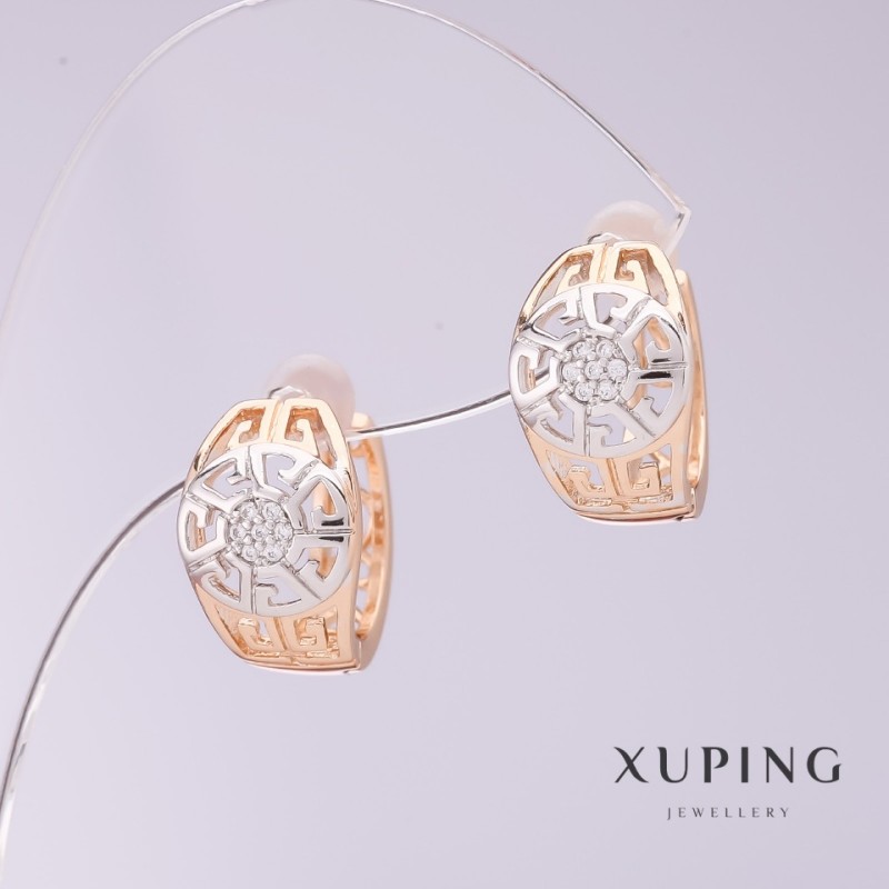 Cercei Xuping în stil Versace, diametrul 9 mm, lungimea 12 mm, placare cu aur 18K, rodiu