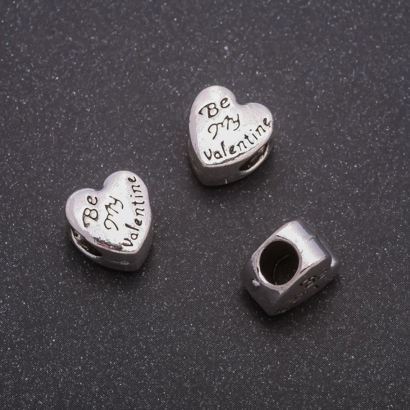 Furnitură - inserție în formă de inimă, diametrul 10×10 mm, diametrul in-4, 4 mm, ambalaj 20 g ± 9 buc