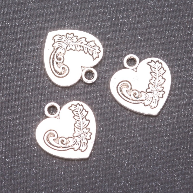 Furnitură pandantiv inimă, diametrul 14×16 mm, diametrul in-1, 8 mm finiș 20 g ± 11 buc.