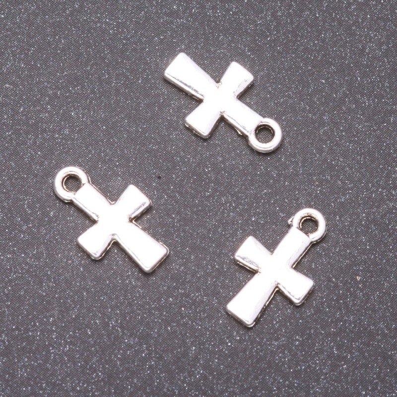 Pandantiv cruce, diametrul 14×9 mm, diametrul găurii 1,5 mm, ambalaj 20 g +/- 41 bucăți