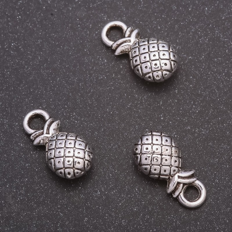 Furnitură pandantiv Ananas, diametru 14×7 mm, diametru interior 3 mm, greutate 20 g ± 19 buc