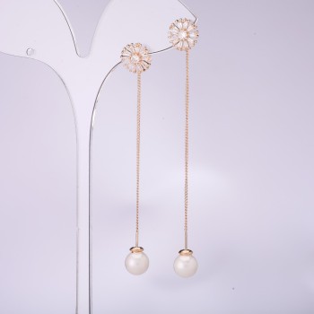 Cercei stud lungi, seria 925 Mallorca, grosimea 10 mm, lungimea 80 mm, placare cu aur