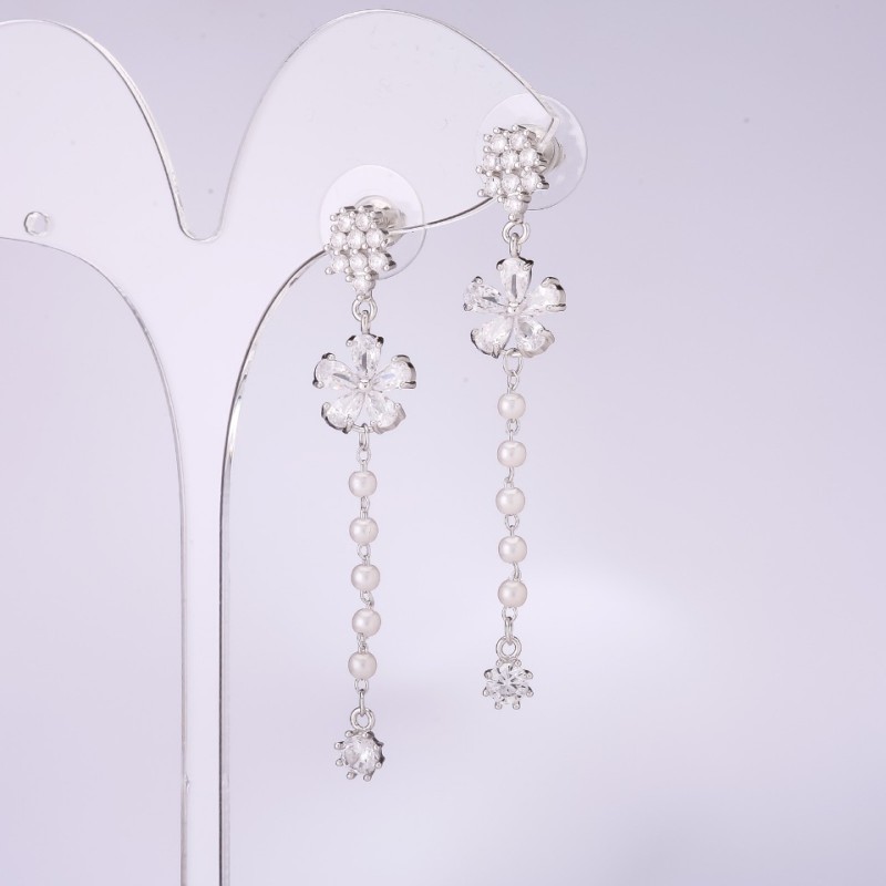Cercei lungi, seria 925 Florițe, grosime 11 mm, lungime 60 mm
