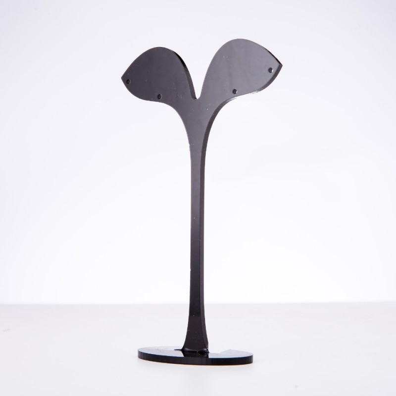 Suport pentru bijuterii din plastic negru, înălțime 132 mm, lățime 80 mm, adâncime 30 mm