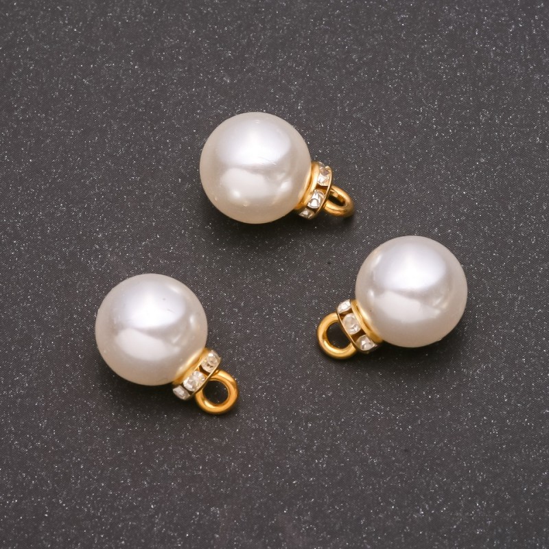 Pandantiv de accesorii „Perla” (plastic) din metal galben, 12x17 mm, diametrul 1,8 mm, finisaj 10 buc. +