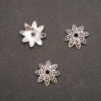 Capăt pentru mărgele, metal gri, 14 mm