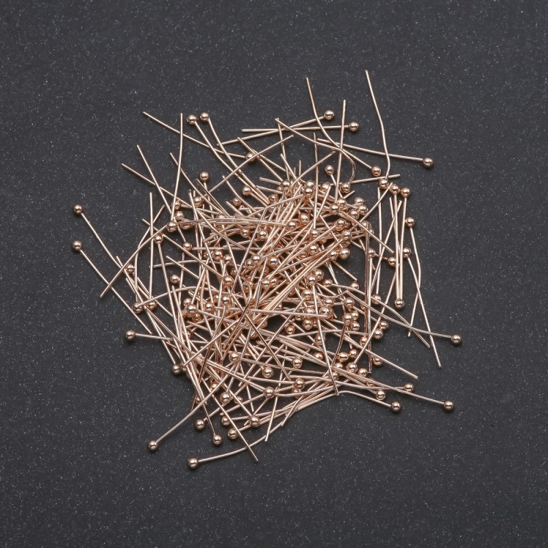 Furnitură pin cu cap de bilă, metal galben, lungime 20 mm, lot 500 g, 10000 buc.