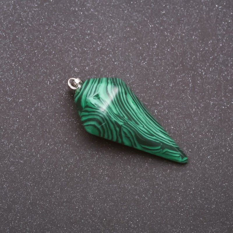 Pandantiv «Pendul» din malahit, piatră naturală, 40×30×13 mm