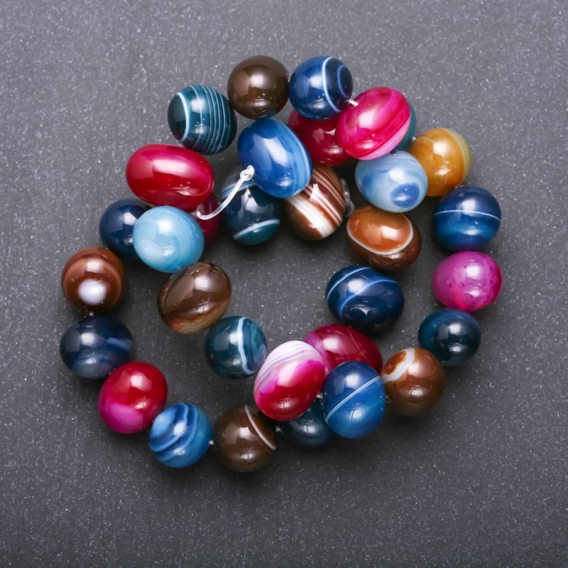 Mărgele din agat multicolore pe șnur, 17x12 mm, 38 cm, gaură transversală