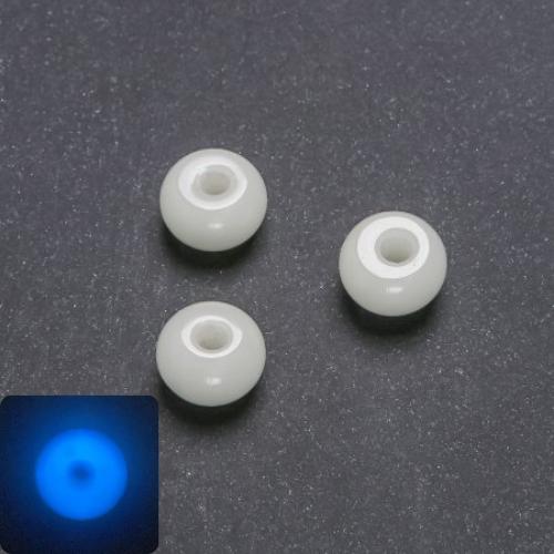 Mărgea Pandora cu strălucire albastră fosforescentă din piatră naturală onix, diametrul 14×8 mm, diametrul interior de 5 mm