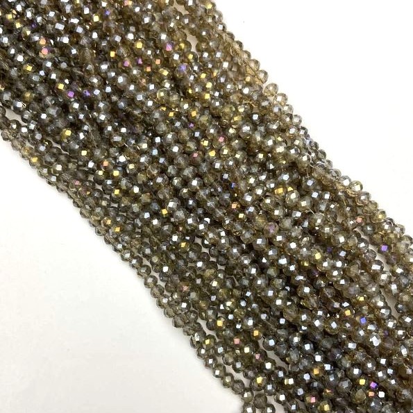 Mărgele din cristal cehesc transparente cu acoperire «benzină» «rondele», diametrul 6x4 mm, șnur de 40 cm