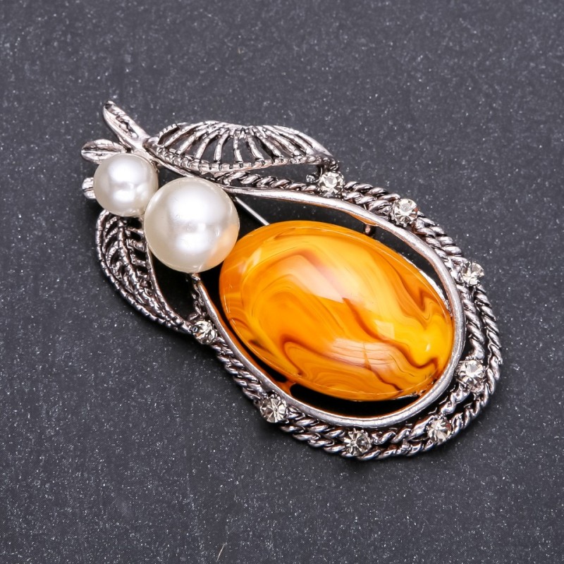 Broșă forjată «Chihlimbar» 62×32 mm, metal gri