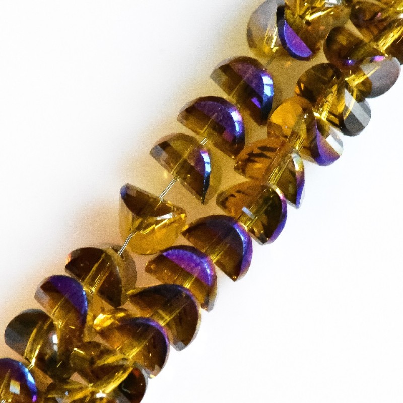 Mărgele de cristal în stil Swarovski, galbene închise cu luciu albastru, diametru 6×4 mm, lungime 50 cm