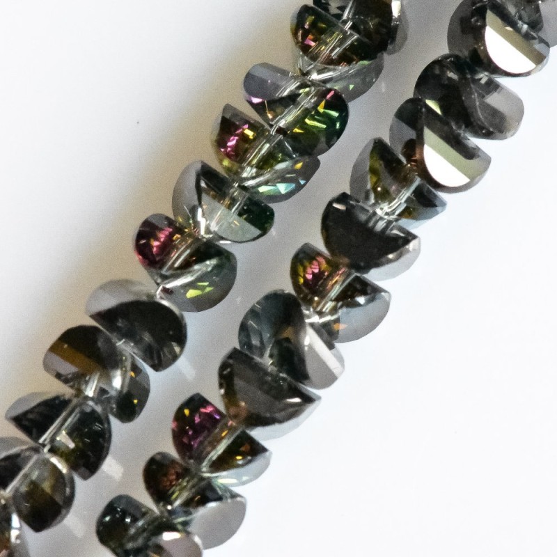 Mărgele din cristal, în stil Swarovski, gri închis, cu luciu oglindit, diametrul 6×4 mm, pe un șnur de 50 cm