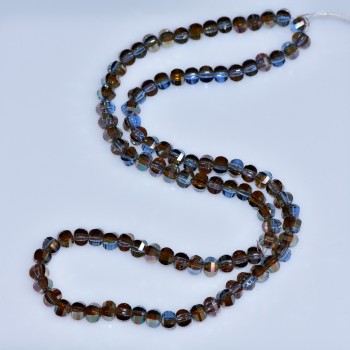 Mărgele de cristal în stil Swarovski, albastru petrol, formă sferică, finisaj lucios, diametru 5×4 mm, șir de 48 cm