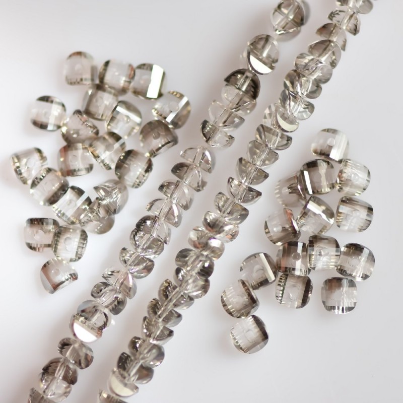 Mărgele cristal Swarovski gri argintiu cu acoperire, diametru 2,5×4 mm, pe șnur de 48 cm