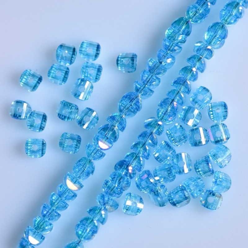 Mărgele de cristal albastre în stil Swarovski, cu acoperire petrol, diametru 2,5×4 mm, șir de 48 cm