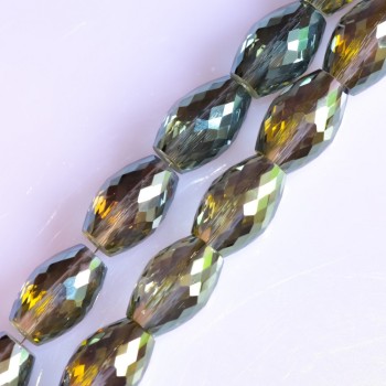 Mărgele de cristal tăiate verzi khaki cu acoperire, diametrul 8x12 mm, șir de 70 cm