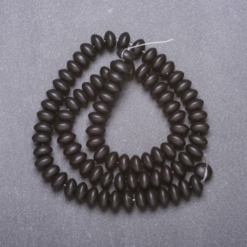 Mărgele de șungit artificiale pe șnur, rondeluri netede, diametrul 8x5 mm, lungime 38 cm