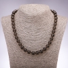 Colier din piatră naturală cu topaz fumuriu, biluțe netede, diametru 10 mm, lungime 48 cm
