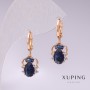 Cercei Xuping Păianjeni, placare cu aur 18K, cu pietre albastre și strasuri albe, 25x10mm