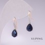 Cercei Xuping placare cu aur 18K, rodiu cu pietre albastre și strasuri albe 21×7 mm