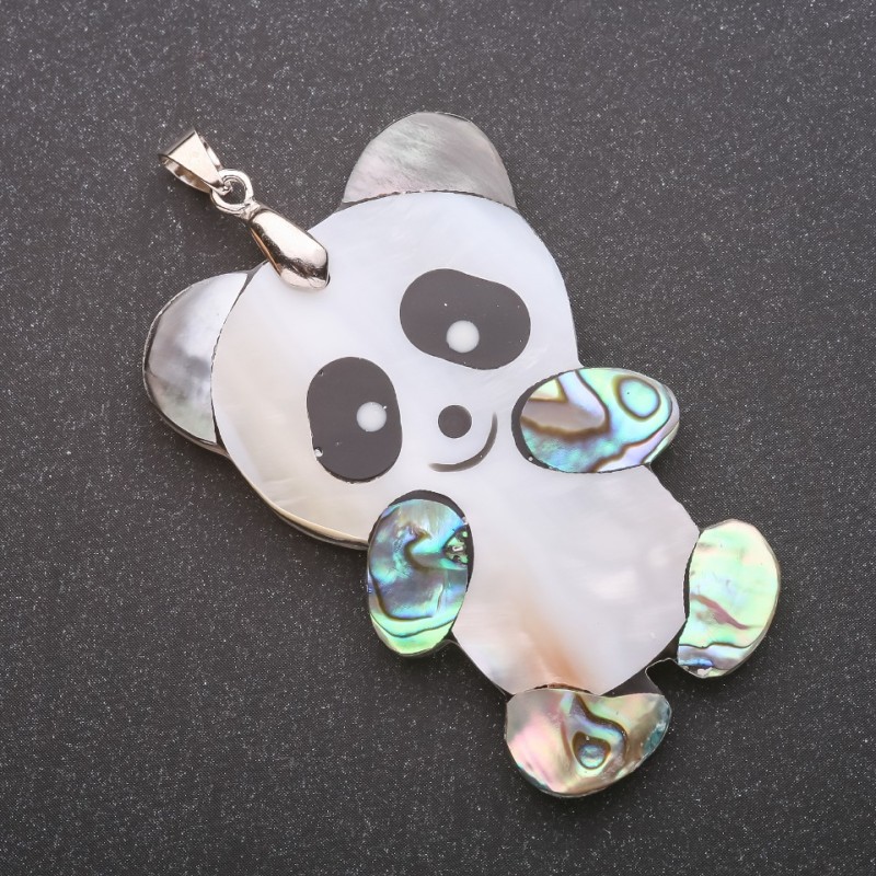 Pandantiv Panda din sidef și haliotis 34×52×62 mm