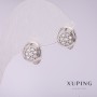 Cercei Xuping cu strasuri albe rodiu 10x12 mm
