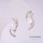 Cercei Xuping cu pietre albe 21x8 mm rodiu