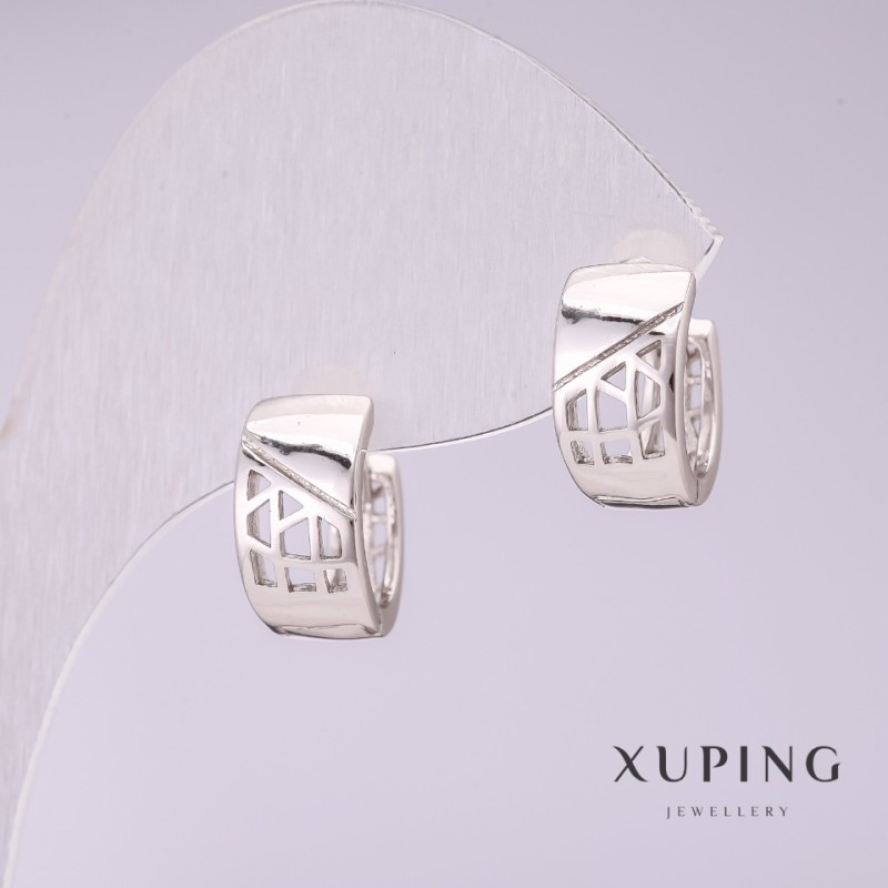 Сережки Xuping 12х7мм родій