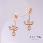Cercei Xuping «Coroane» cu strasuri albe 28×12 mm, placare cu aur 18K