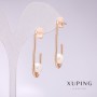 Cercei Xuping cu perle albe Mallorca 34×8 mm placare aur 18K