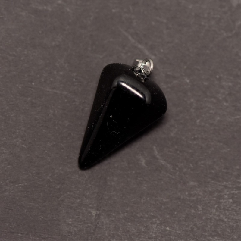 Pandantiv din agat negru natural, 14x22x30 mm