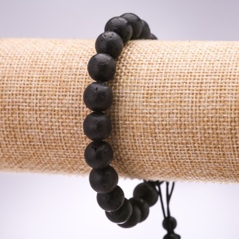 Brățară din lavă, diametrul 10 mm, lungime 18–24 cm, reglabilă