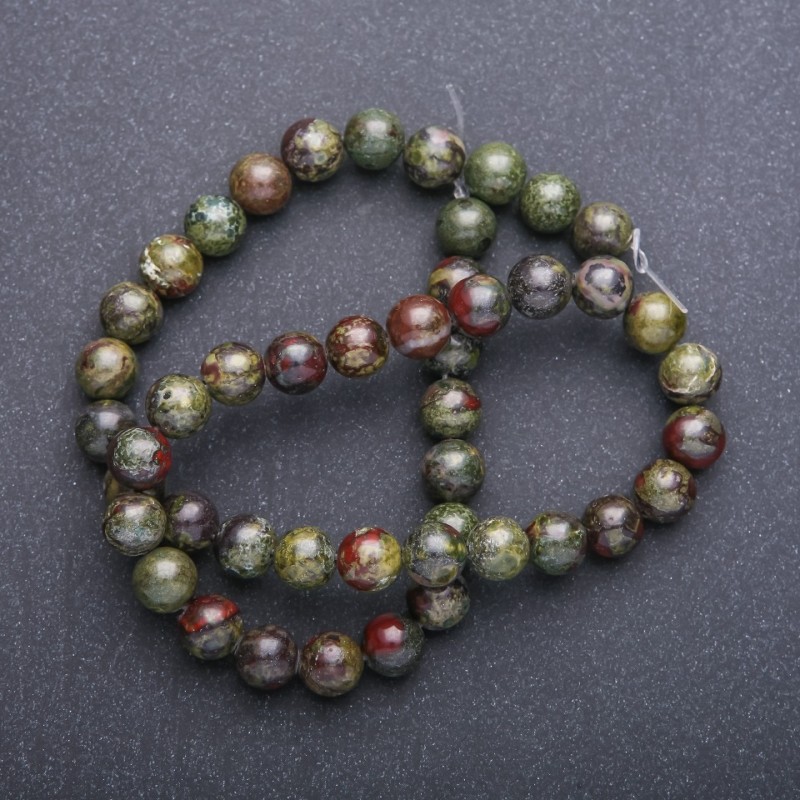 Mărgelele din piatră naturală jasper «Sângele dragonului», netede, diametrul aproximativ 8 mm, șir de aproximativ 38 cm